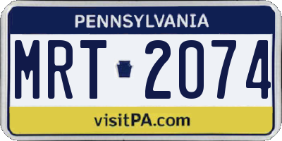 PA license plate MRT2074