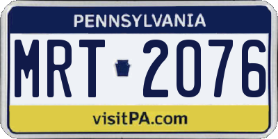 PA license plate MRT2076