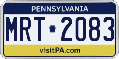 PA license plate MRT2083