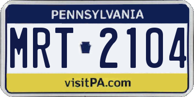 PA license plate MRT2104
