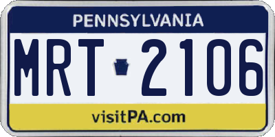 PA license plate MRT2106
