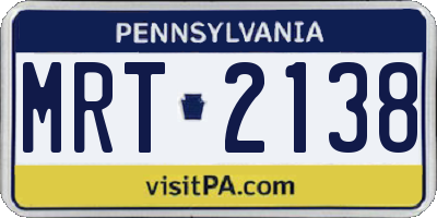 PA license plate MRT2138