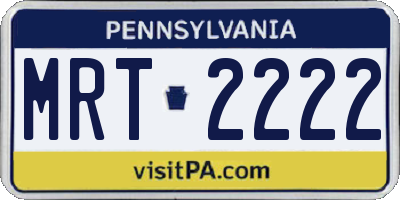 PA license plate MRT2222