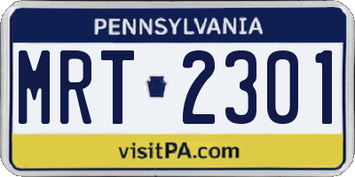 PA license plate MRT2301