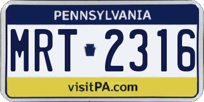 PA license plate MRT2316