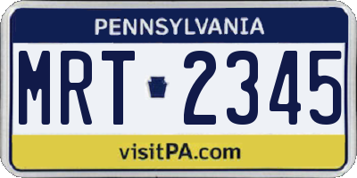 PA license plate MRT2345