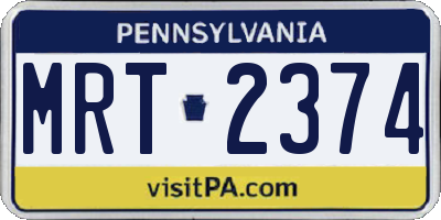 PA license plate MRT2374