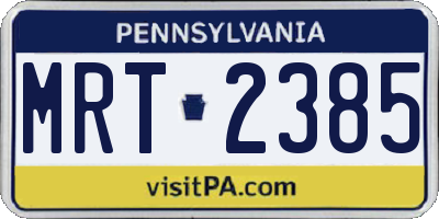 PA license plate MRT2385