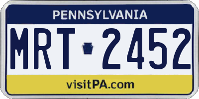 PA license plate MRT2452