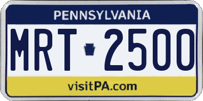 PA license plate MRT2500