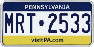 PA license plate MRT2533