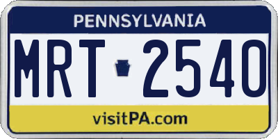 PA license plate MRT2540