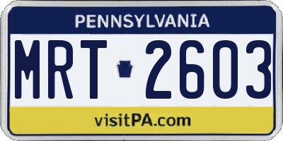 PA license plate MRT2603