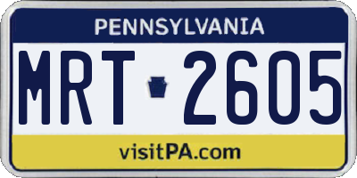 PA license plate MRT2605