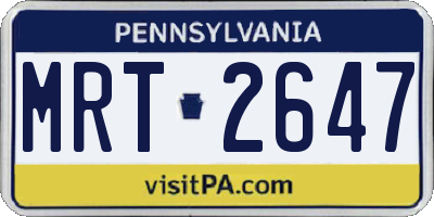 PA license plate MRT2647