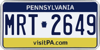 PA license plate MRT2649
