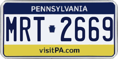 PA license plate MRT2669