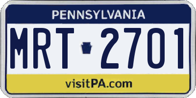 PA license plate MRT2701