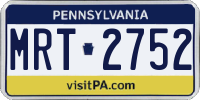 PA license plate MRT2752