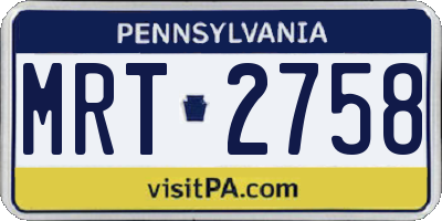 PA license plate MRT2758