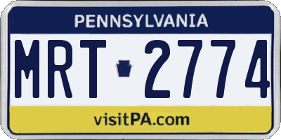 PA license plate MRT2774