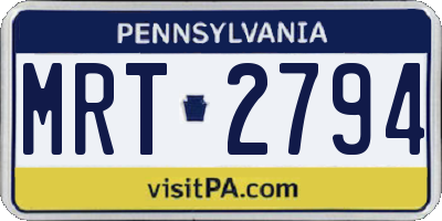 PA license plate MRT2794