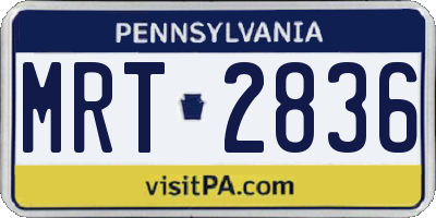 PA license plate MRT2836