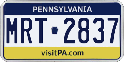 PA license plate MRT2837