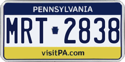 PA license plate MRT2838