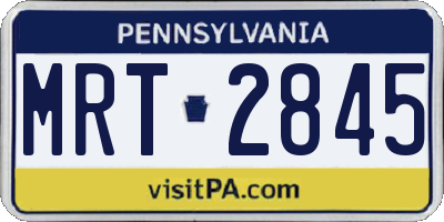 PA license plate MRT2845