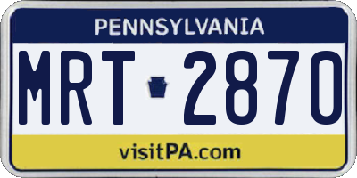 PA license plate MRT2870