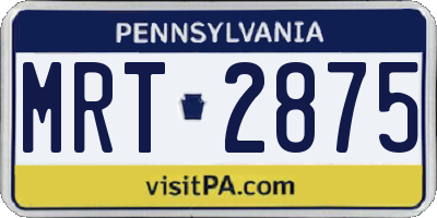 PA license plate MRT2875