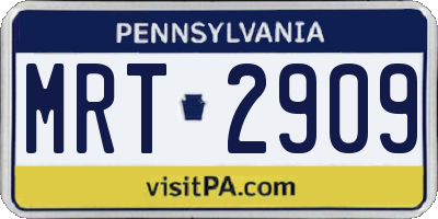 PA license plate MRT2909