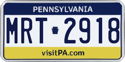 PA license plate MRT2918