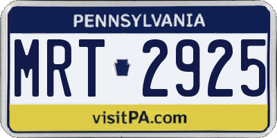 PA license plate MRT2925
