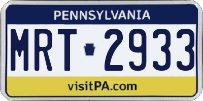 PA license plate MRT2933