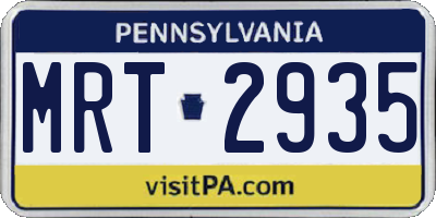 PA license plate MRT2935