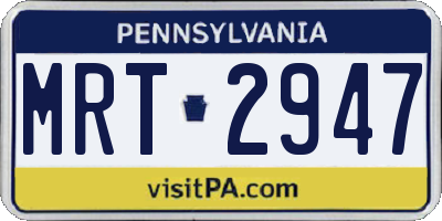 PA license plate MRT2947