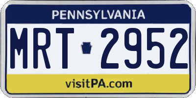 PA license plate MRT2952