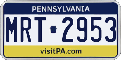 PA license plate MRT2953