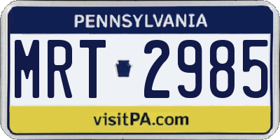 PA license plate MRT2985
