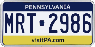 PA license plate MRT2986