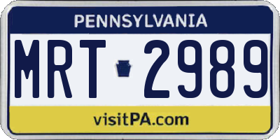PA license plate MRT2989