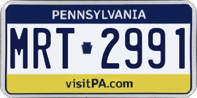 PA license plate MRT2991