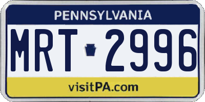 PA license plate MRT2996
