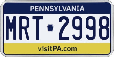 PA license plate MRT2998