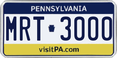 PA license plate MRT3000