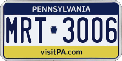 PA license plate MRT3006