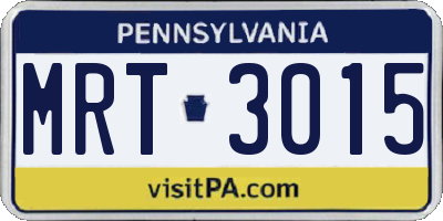 PA license plate MRT3015