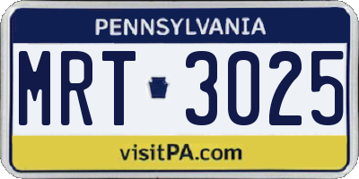 PA license plate MRT3025